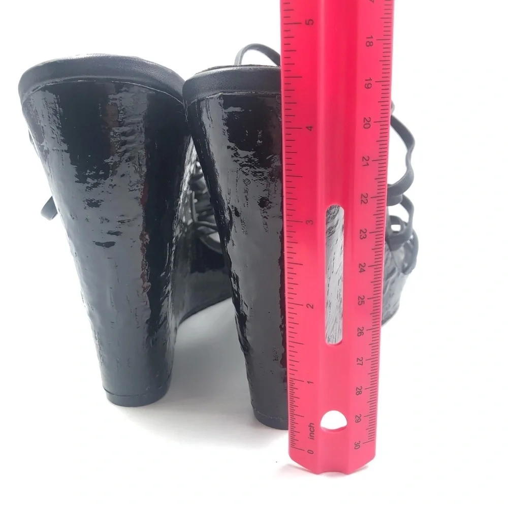 White House Black Market Black Patent Sandals 9.5M